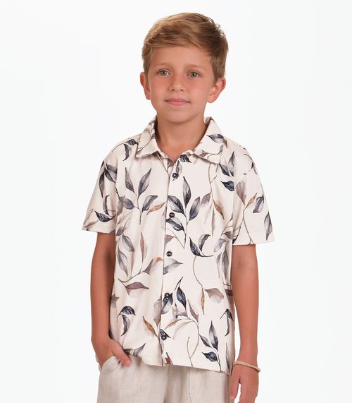 Camisa Meia Malha Menino Trick Nick Bege