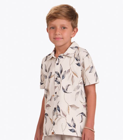 Camisa Meia Malha Menino Trick Nick Bege