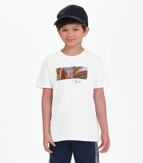 Camiseta Menino em Meia Malha Trick Nick Branco