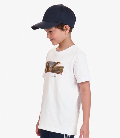 Camiseta Menino em Meia Malha Trick Nick Branco