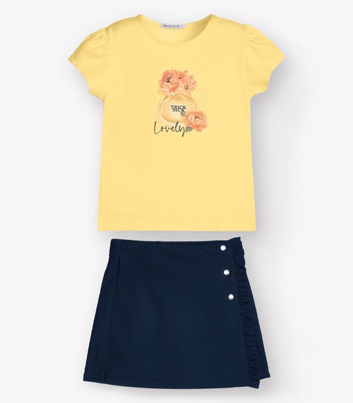 Conjunto Blusa com Shorts Saia Menina Trick Nick Amarelo