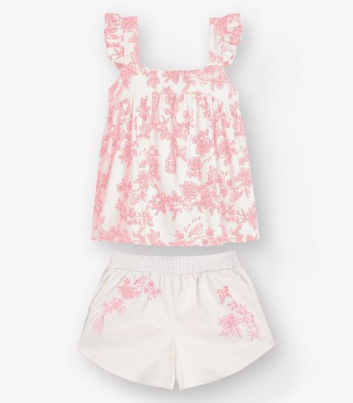 Conjunto Bata com Shorts Menina Trick Nick Rosa