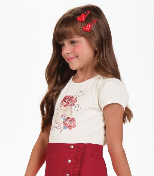 Conjunto Blusa com Shorts Saia Menina Trick Nick Bege