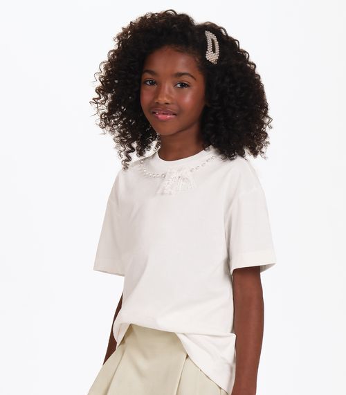 Conjunto Camiseta com Shorts Saia Trick Nick Bege