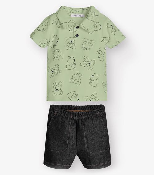 Conjunto Polo com Bermuda Masculino Trick Nick Verde
