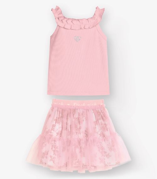 Conjunto Regata com Saia Menina Trick Nick Rosa