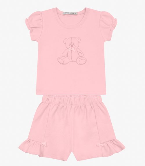 Conjunto Infantil Blusa com Shorts Trick Nick Rosa