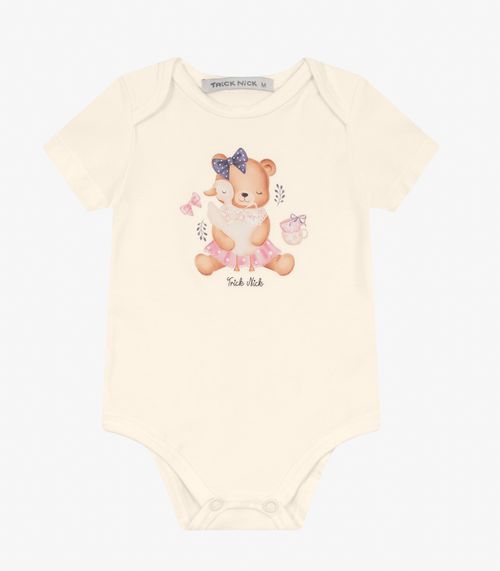 Body Menina em Cotton Leve Trick Nick Bege