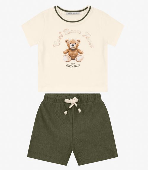Conjunto Camiseta e Bermuda Menino Trick Nick Off White