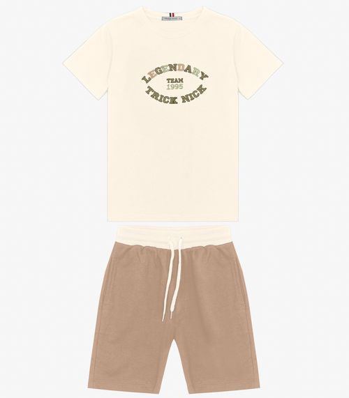 Conjunto Camiseta com Bermuda Trick Nick Off White