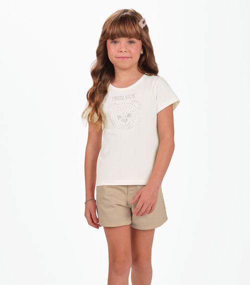 Conjunto Infantil Blusa Com Shorts Trick Nick Bege