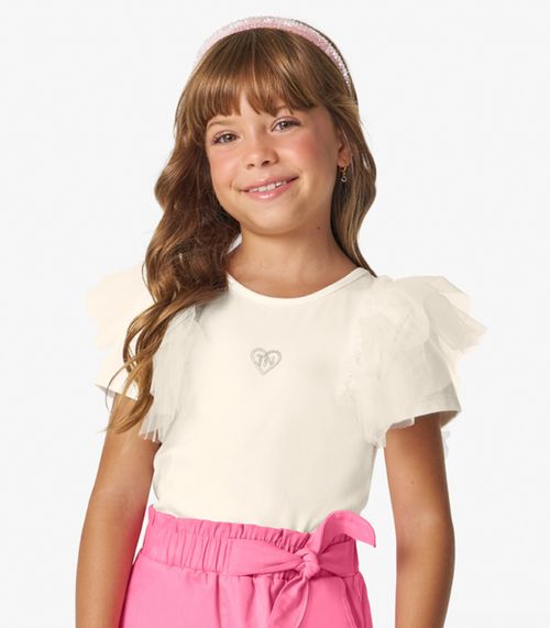 Conjunto Blusa com Shorts cotton leve Trick Nick Off White