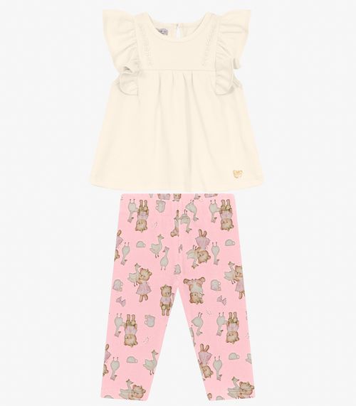 Conjunto Infantil Bata com Legging Trick Nick Bege