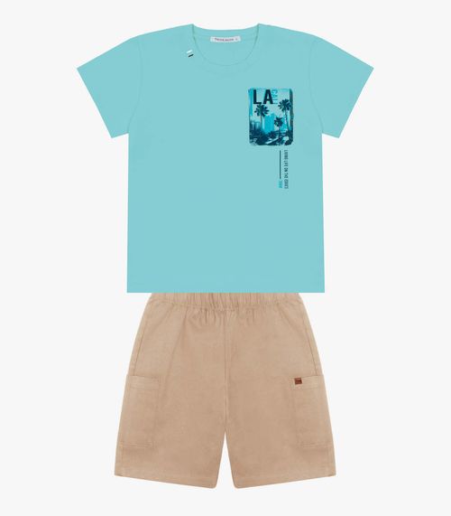 Conjunto Infantil Camiseta Com Bermuda Trick Nick Marrom