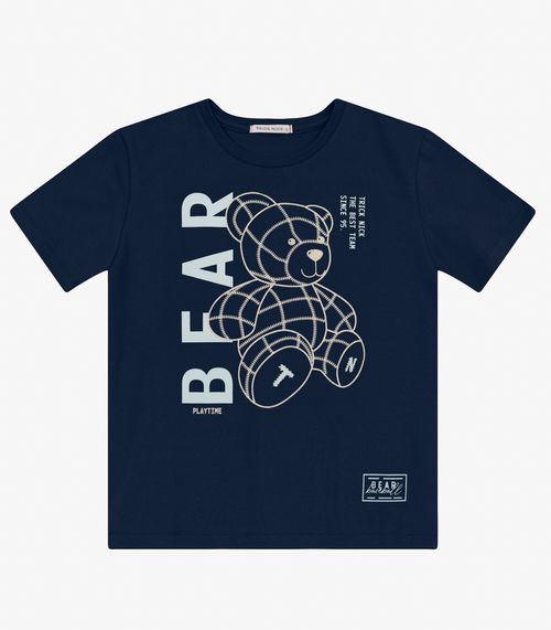 Camiseta Menino em Cotton Leve Trick Nick Azul Marinho