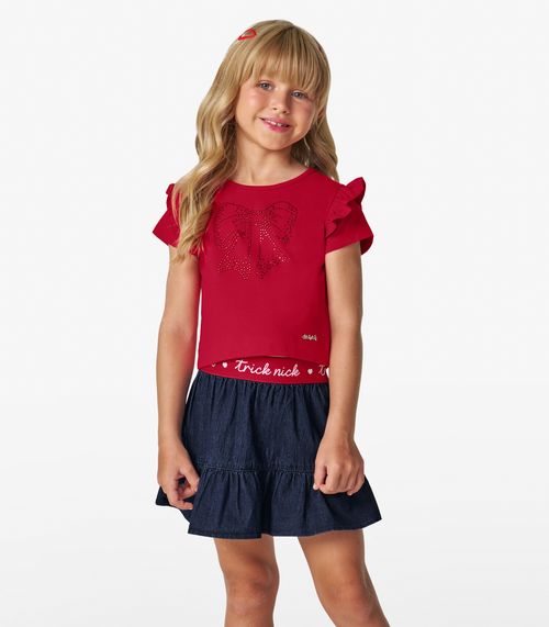 Conjunto Infantil Blusa Com Saia Trick Nick Vermelho