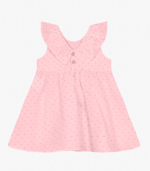 Vestido Infantil em Cotton Plumetis Trick Nick Rosa