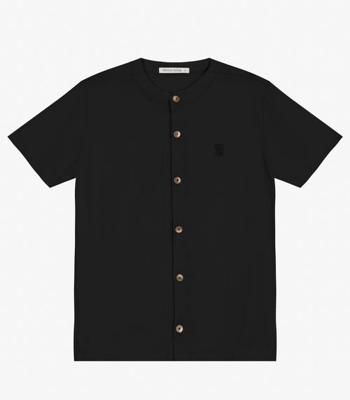 Camisa Menino em Viscose Sarjada Trick Nick Preto