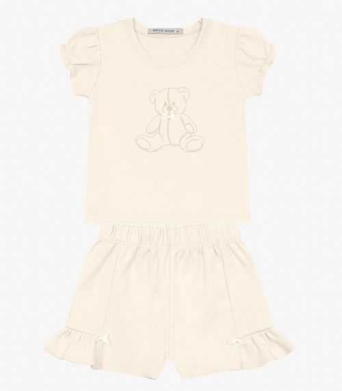 Conjunto Infantil Blusa com Shorts Trick Nick Bege