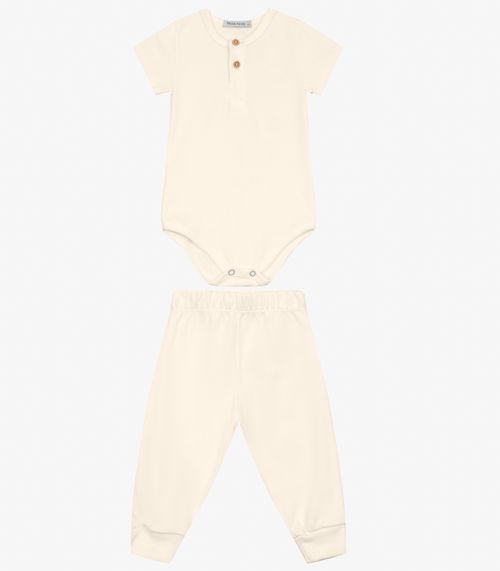 Conjunto Body com Calça Menino Trick Nick Bege