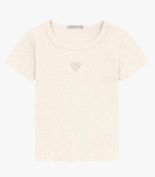 Blusa feminina em Ribana 2x1 Mescla Trick Nick Off White