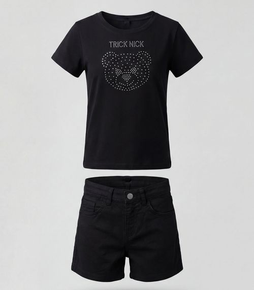 Conjunto Infantil Blusa Com Shorts Trick Nick Preto