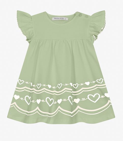 Vestido Infantil em Cotton Leve Trick Nick Verde