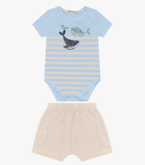 Conjunto Body com Bermuda Menino Trick Nick Azul
