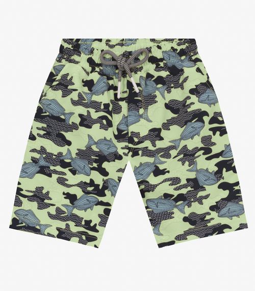 Bermuda Infantil Estampa De Peixes Trick Nick Verde