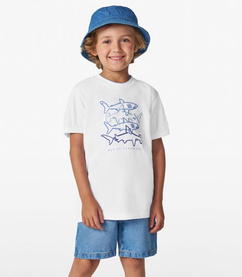 Camiseta Menino em Meia Malha Trick Nick Branco
