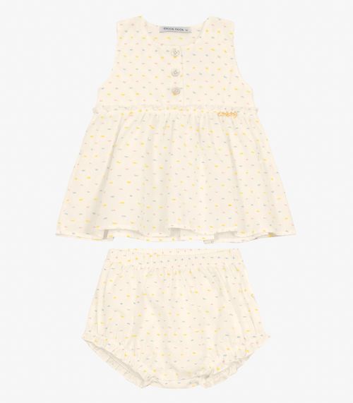 Conjunto Infantil Bata com Calcinha Trick Nick Off White