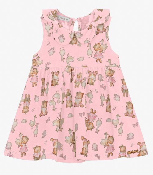 Vestido Infantil em Cotton Leve Trick Nick Rosa
