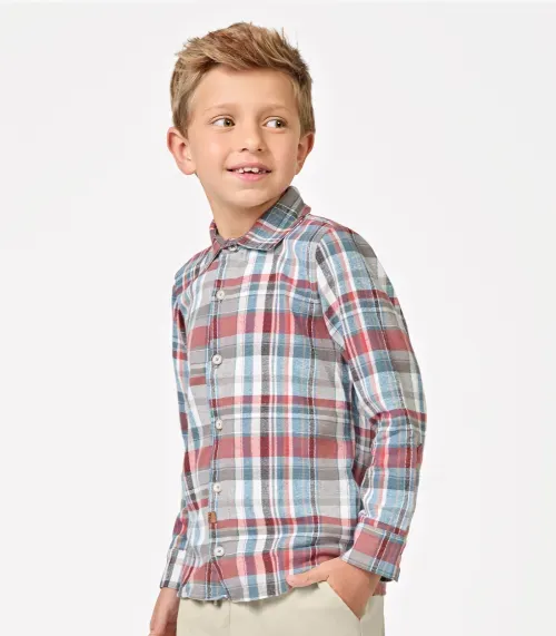 Camisa Infantil Manga Longa Xadrez Trick Nick Preto