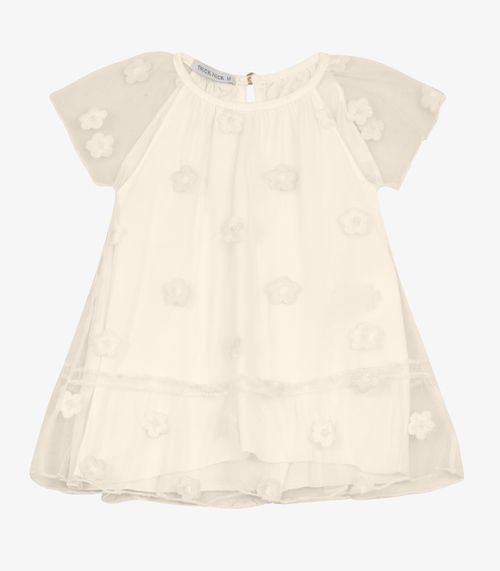 Vestido Infantil Com Babados Trick Nick Bege