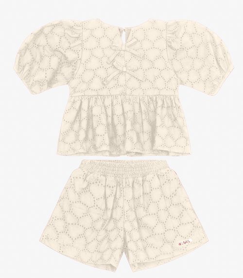 Conjunto Bata com Short em viscose KhyarTrick Nick Off White