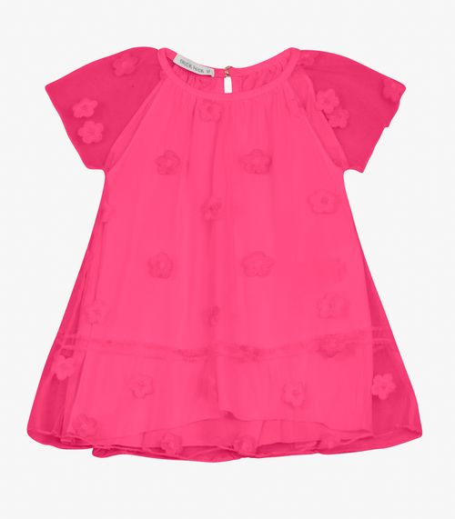 Vestido Infantil Com Babados Trick Nick Rosa