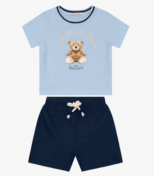 Conjunto Camiseta e Bermuda Menino Trick Nick Azul