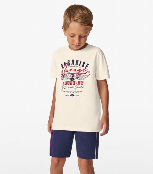 Camiseta Menino em Meia Malha Trick Nick Off White