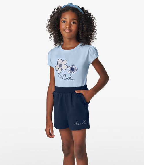 Conjunto Menina Blusa com Shorts Trick Nick Azul
