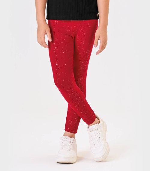 Legging Infantil Cotton Glitter Trick Nick Vermelho