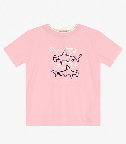 Camiseta Menino em Meia Malha Trick Nick Rosa