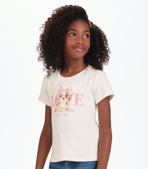 Conjunto Menina Blusa Com Shorts Trick Nick Bege