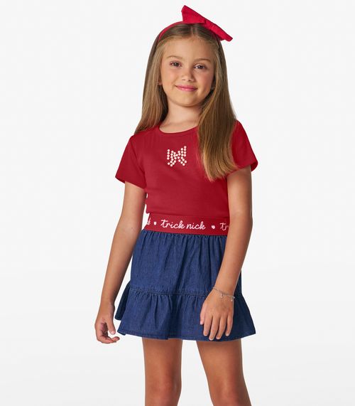 Blusa feminina infantil em Ribana 2x1 Trick Nick Vermelho