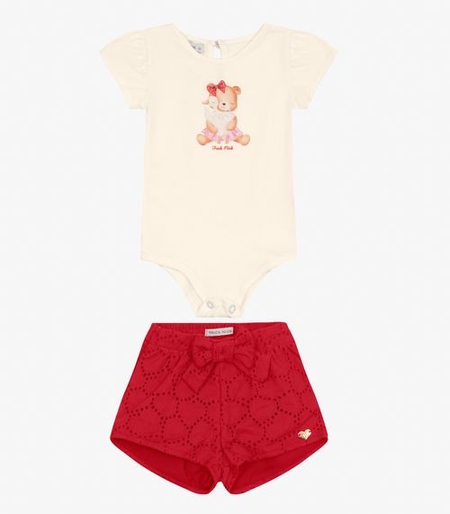 Conjunto Infantil Body com Shorts Trick Nick Off White