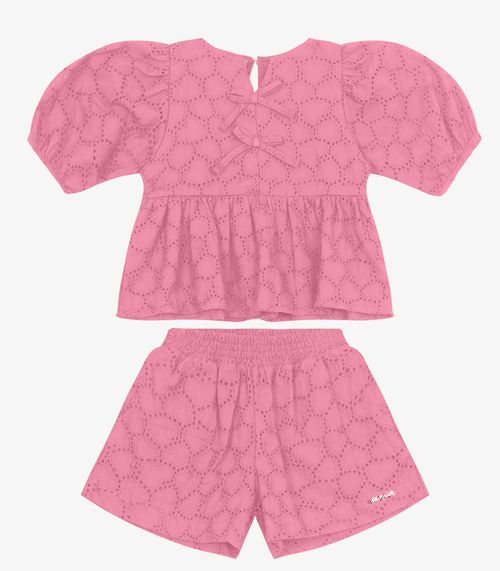Conjunto Bata com Short em viscose KhyarTrick Nick Rosa