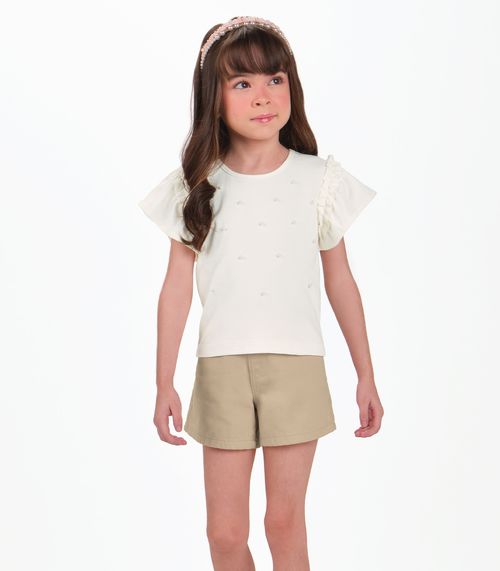 Conjunto Infantil Camiseta com Shorts Trick Nick Bege