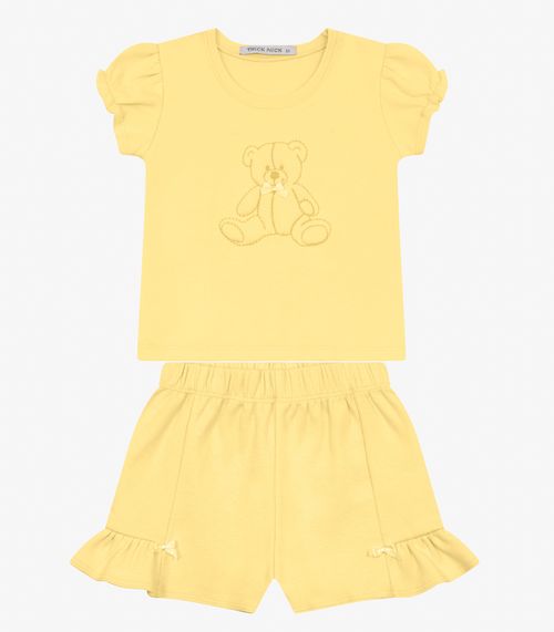 Conjunto Infantil Blusa com Shorts Trick Nick Amarelo