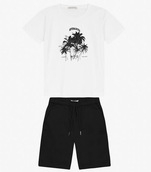 Conjunto Menino Camiseta com Bermuda Trick Nick Branco