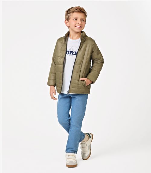 Jaqueta Puffer Infantil em Microfibra Trick Nick Verde