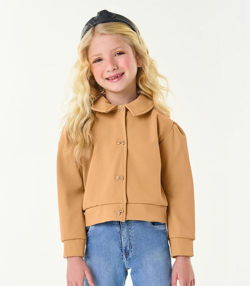 Jaqueta Infantil Feminina Em Suede Trick Nick Marrom